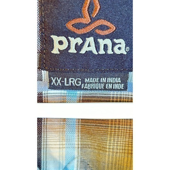 Prana Mens Brown Plaid Short Sleeve Button Down Shirt Size xxl/reg‎ - Picture 3 of 5